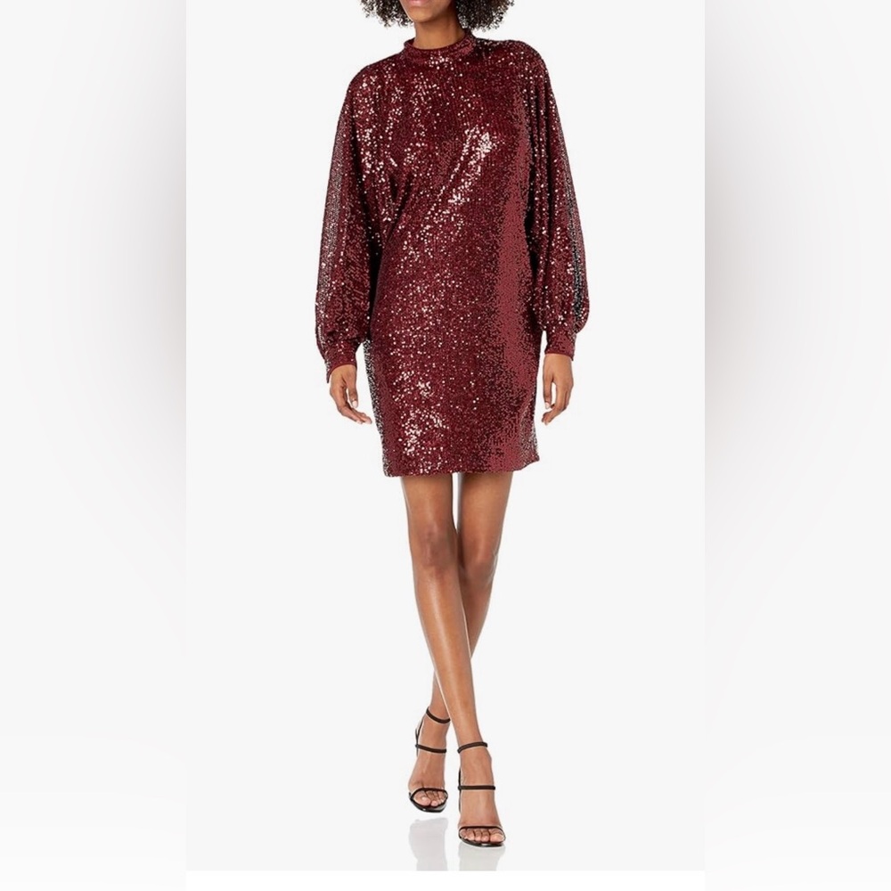 Trina Turk NWT Burgundy Sequin Mini Dress, Cocktail, Date Night - Picture 3 of 5